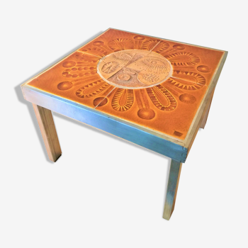 "Sun" ceramic sofa table by R. Capron and J. Derval  Vallauris