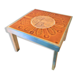 Table basse en céramique "Soleil" de R. Capron et J. Derval  Vallauris