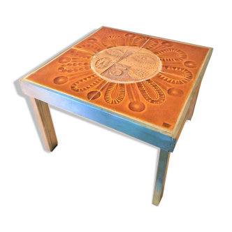 "Sun" ceramic sofa table by R. Capron and J. Derval  Vallauris