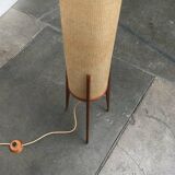 Mid-century tripod rocket floor lamp in teak, 1960s.