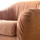 Velvet armchair in peach-orange, Steiner Paris France 1970