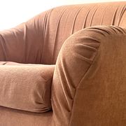 Velvet armchair in peach-orange, Steiner Paris France 1970