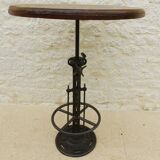 Unique bistro table with its adjustable industrial cast iron leg