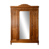Louis XVI style wardrobe in solid walnut wood.