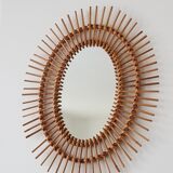 Oval rattan sun mirror 1960 50x63cm