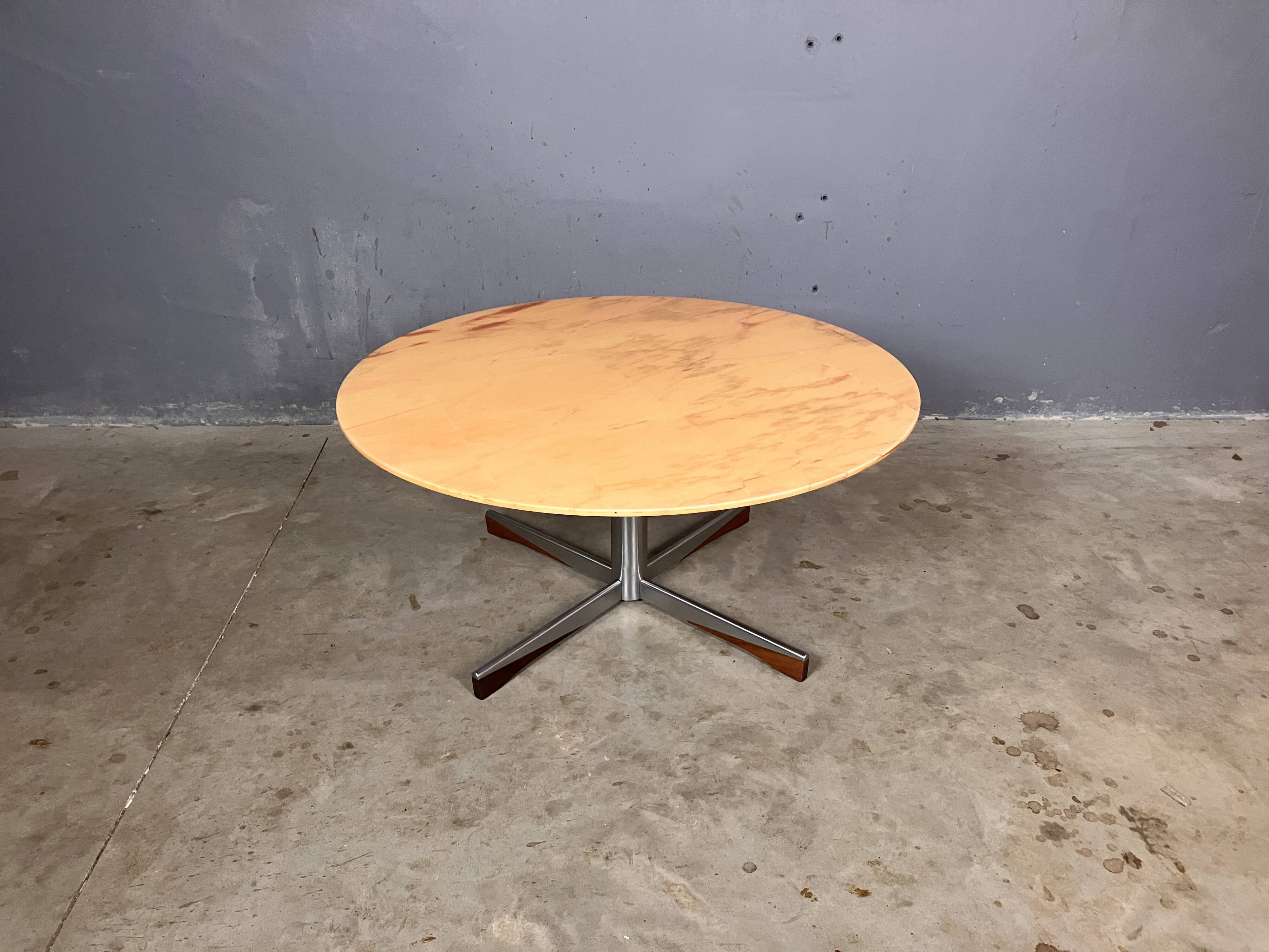 Mid Century coffee table marble chrome rosewood