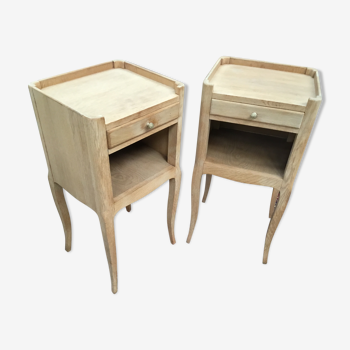 Pair of raw wood bedsides