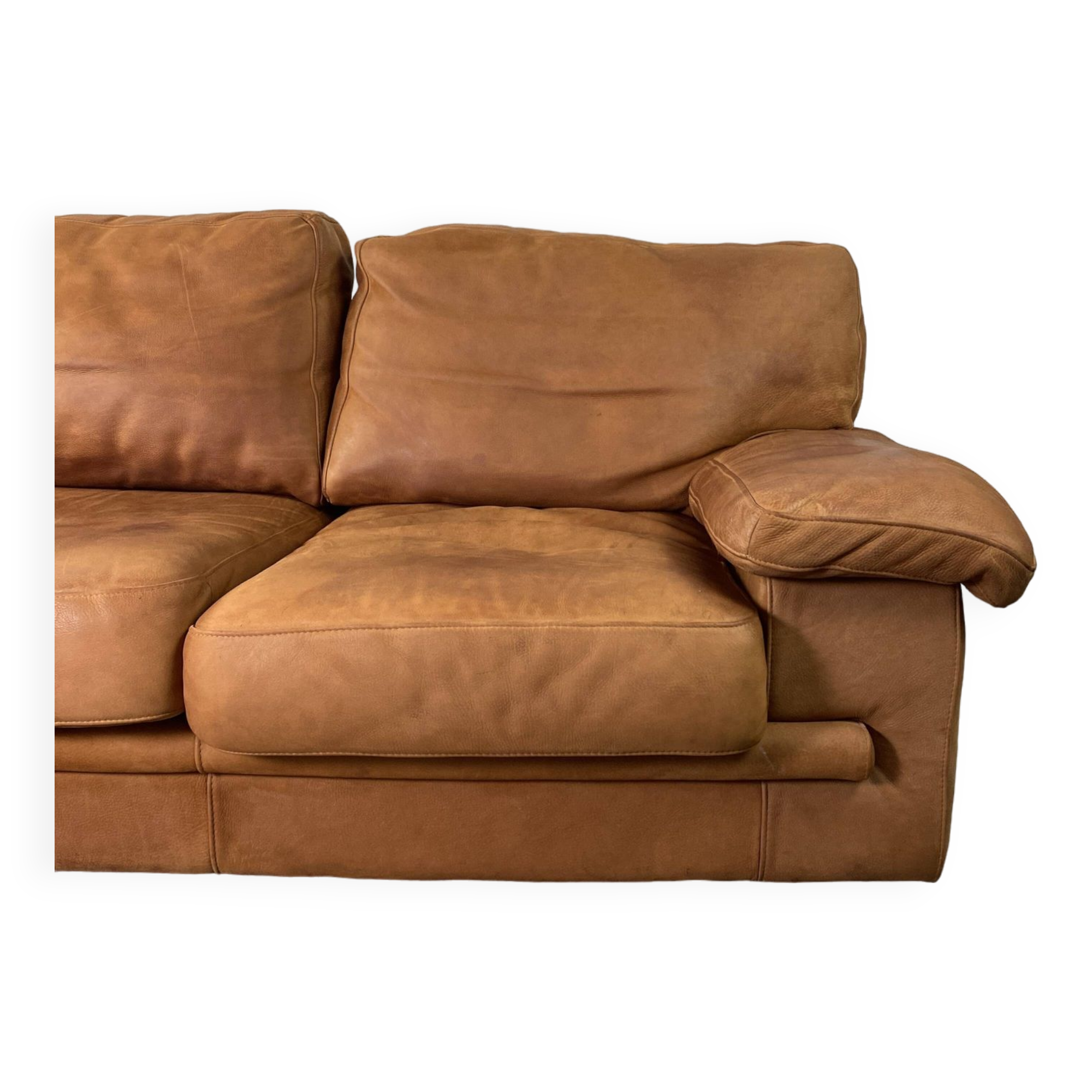 Roche-Bobois brown leather sofa