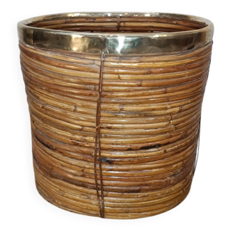 Bamboo and brass planter 1970s