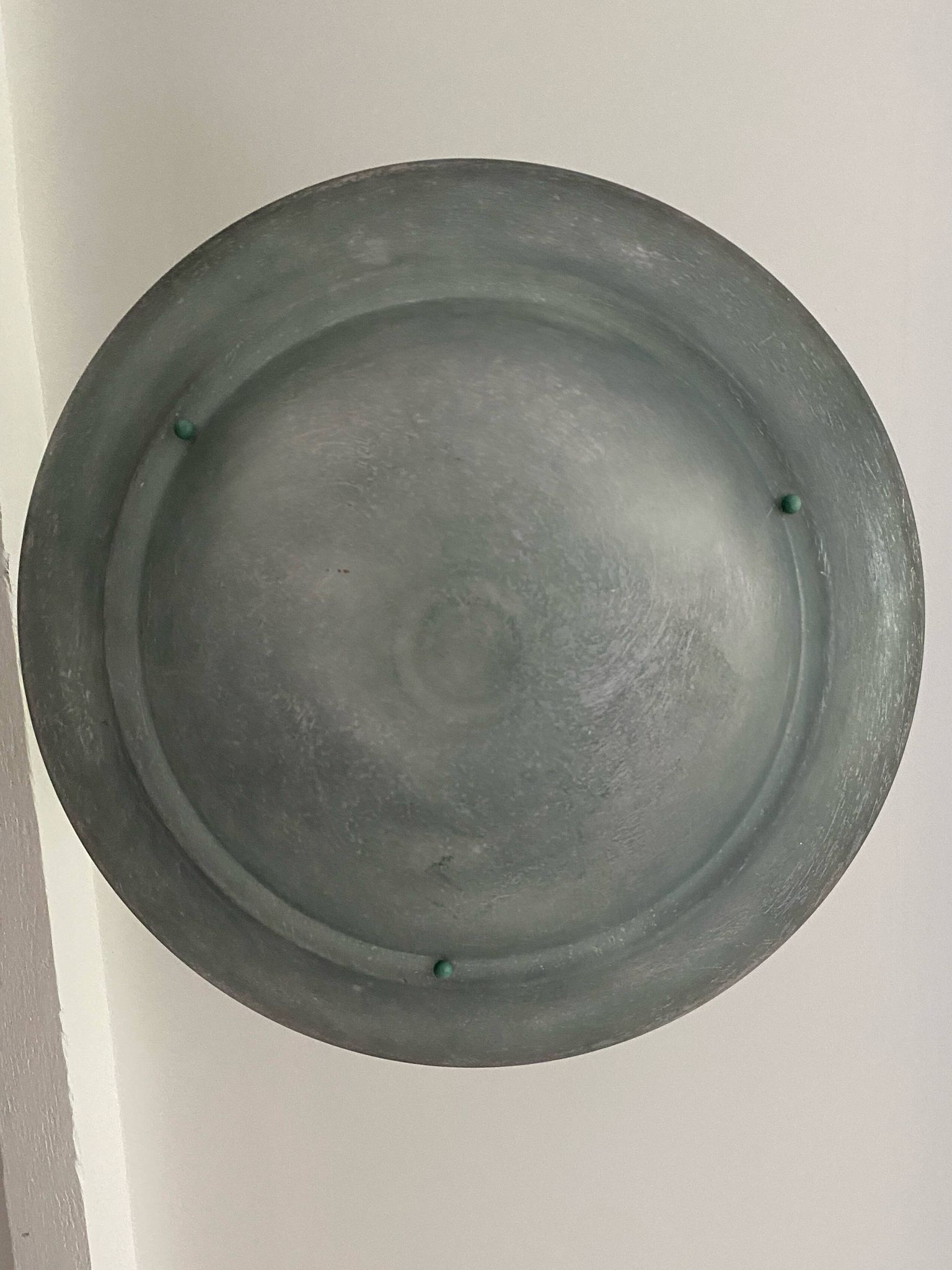 Large vintage lustra suspension light fixture large translucent green basin - SCE made in France