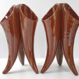 Pair of vases with 3 vintage horns 1960