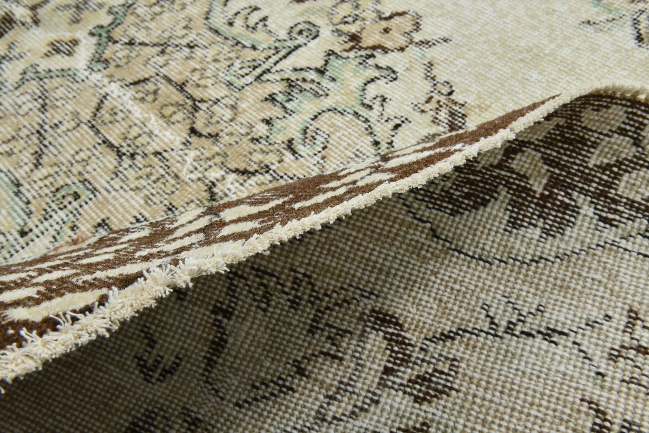 6x9 Light Green & Beige Turkish Vintage Rug, 173x267Cm