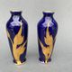 Pair of 1900 Limoges vases with blue background and gold highlights, R. Rosier decorations