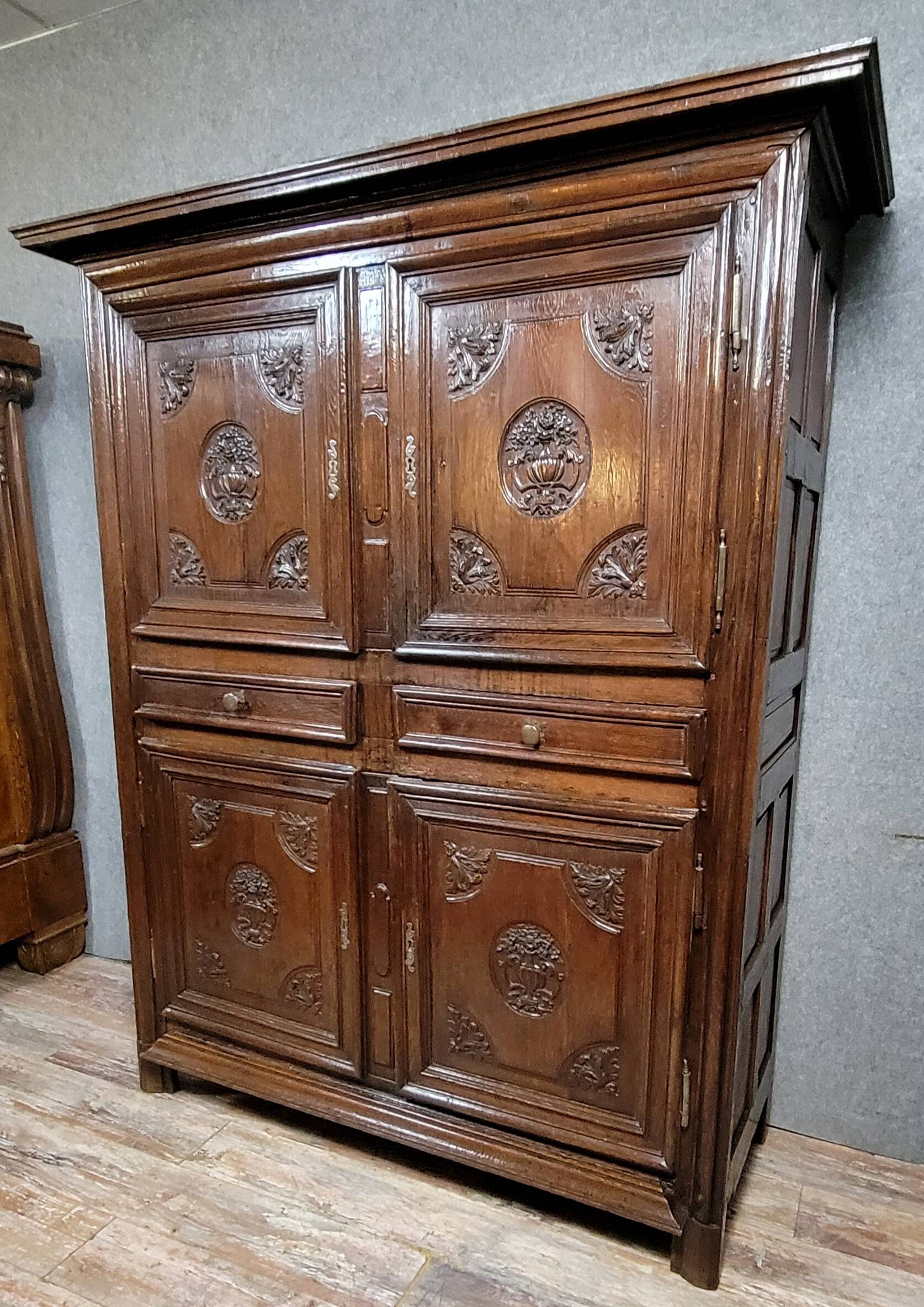 Louis XIII period four-door buffet in solid oak