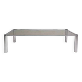 Rectangular coffee table from the 70s in chrome steel and smoked glass top
