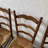 5 oak and straw chairs