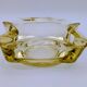 Ashtray / Catch-all Mid-Century Solid Glass Murano Style & Leather 1960
