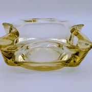 Ashtray / Catch-all Mid-Century Solid Glass Murano Style & Leather 1960
