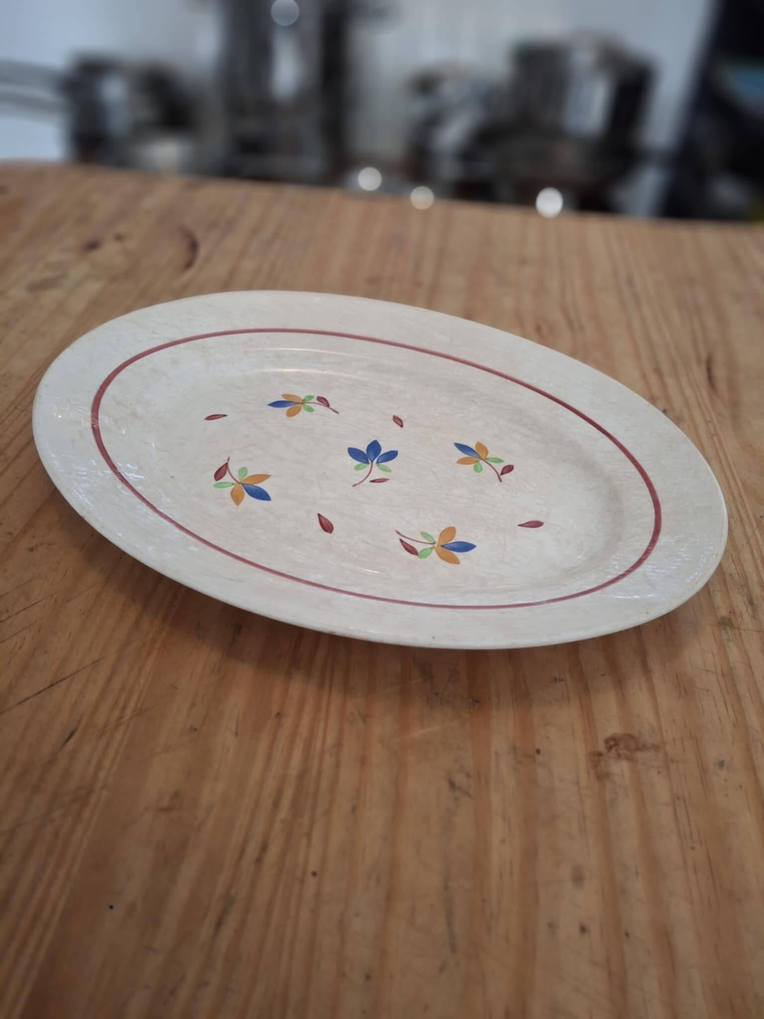 Oval earthenware plate Gien – Anthéor model – Hand-painted decoration