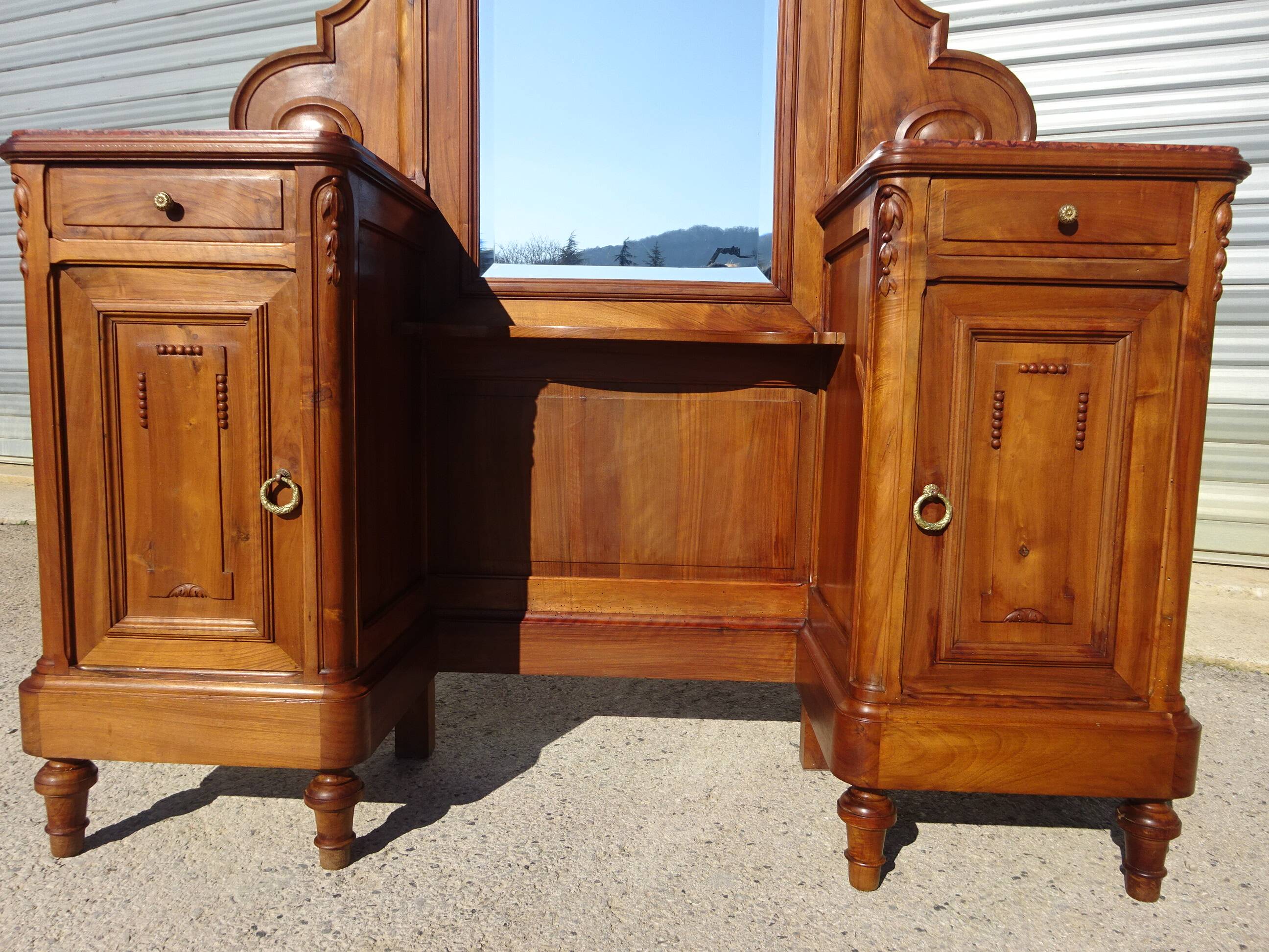 Antique walnut dressing table, Louis XVI style