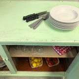 Low green patinated furniture