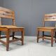 Vintage oak brutalist chairs, 1960s