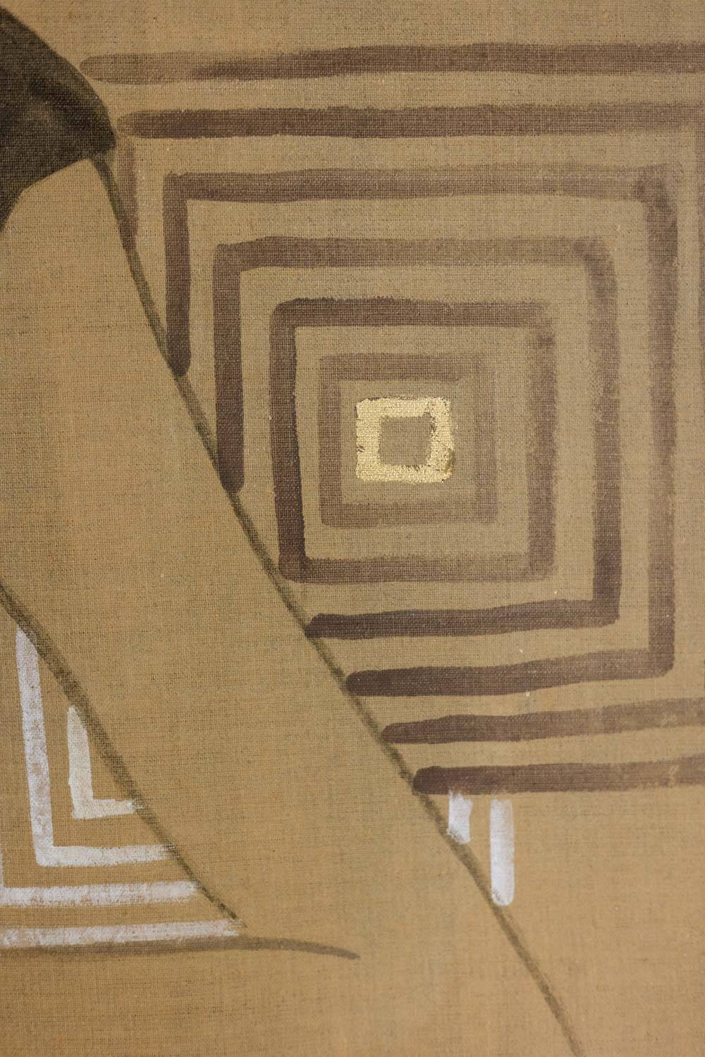 Painted canvas depicting an elegant woman from the 1950s. Contemporary.