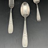 White metal children's cutlery set with little cat