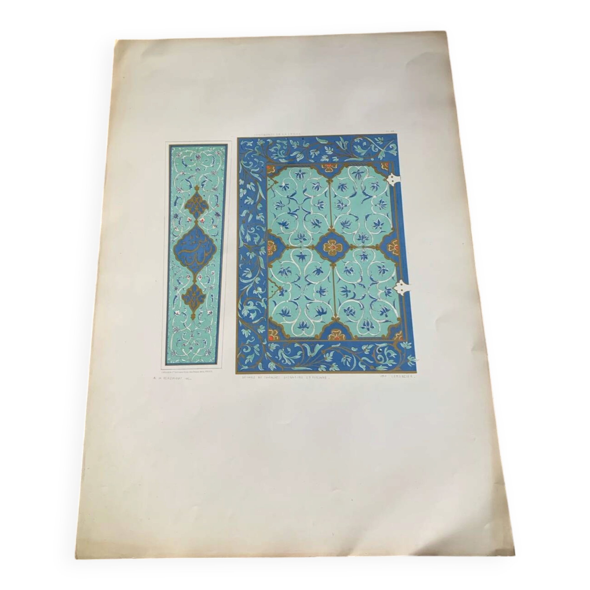 Lithographie ancienne orientale - Ornements de la Perse