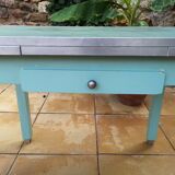 Vintage table of the 50s mado style in formica and wood with drawer and extension cords