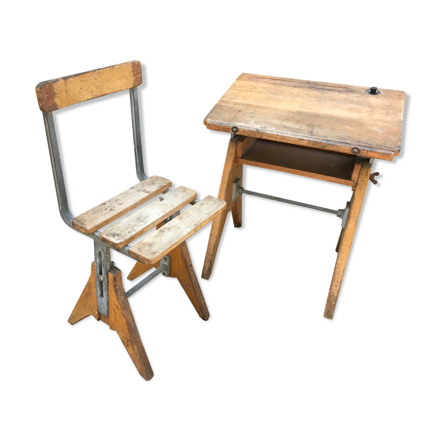 Vintage school desk desk with chair