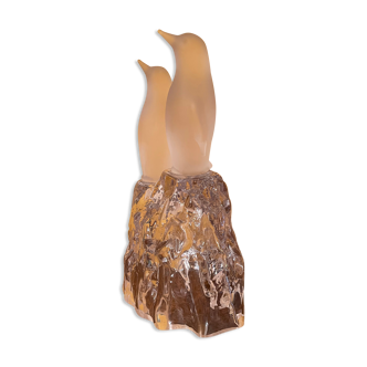 Penguins on crystal block