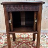 Antique bedside table in solid oak