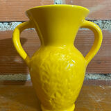 Antique Vase with Handles Yellow Ceramic Vintage Decoration #C605