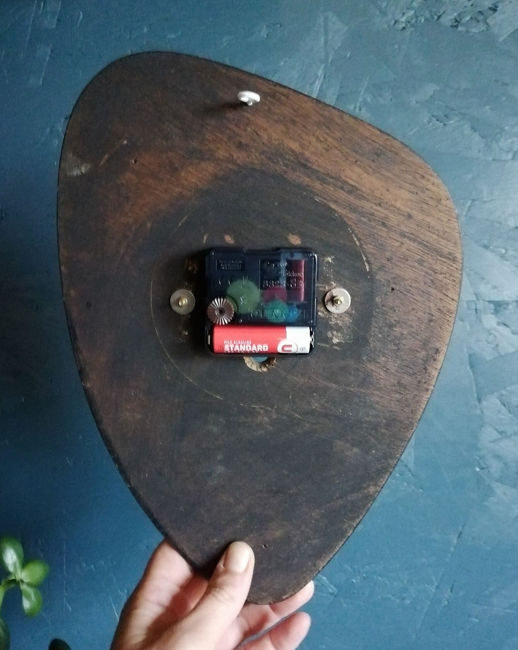 Vintage formica clock asymmetrical silent wall clock "Black Lutecia"