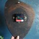 Vintage formica clock asymmetrical silent wall clock "Black Lutecia"