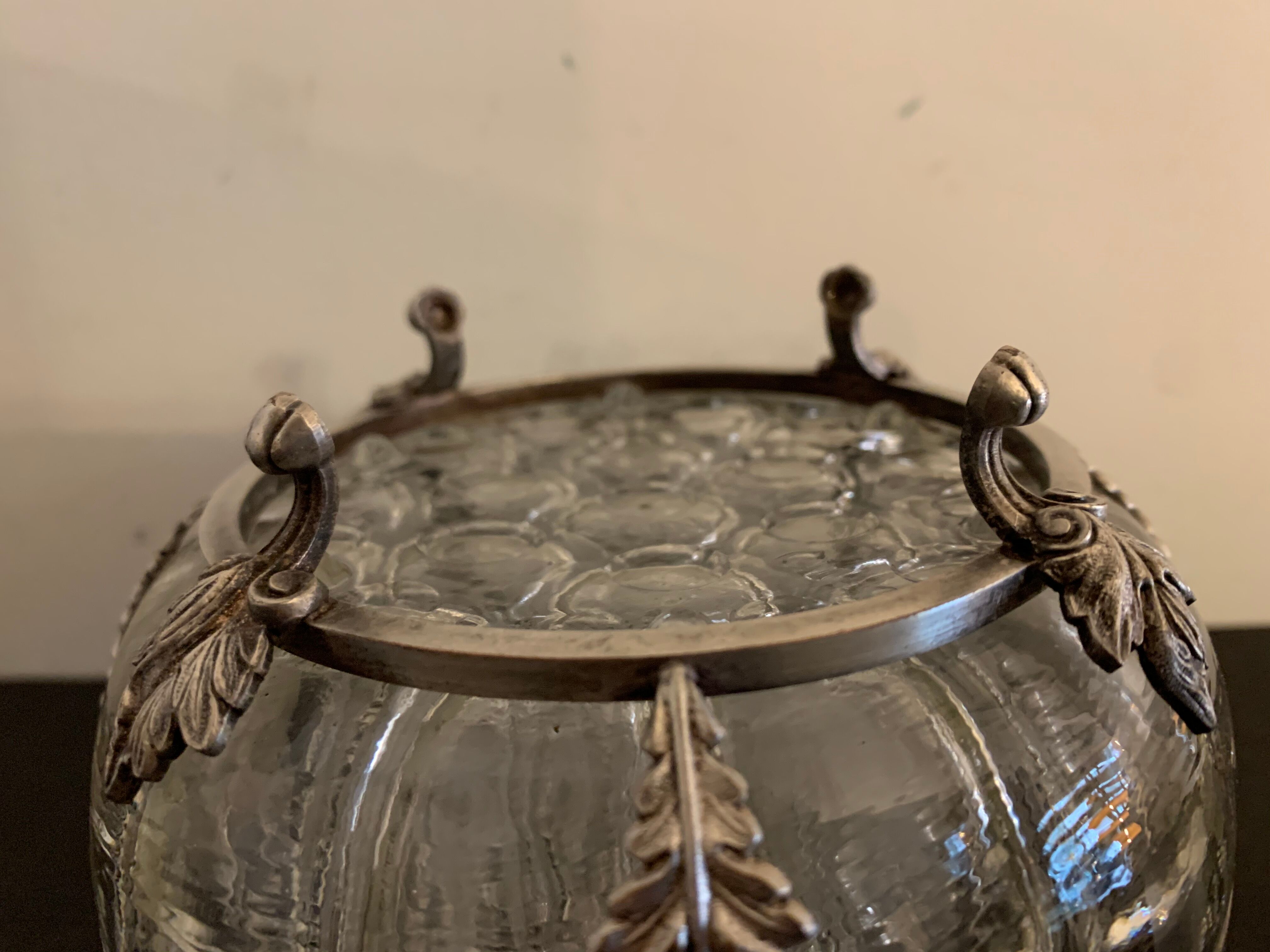 Reims glass flower spade with silver metal footing