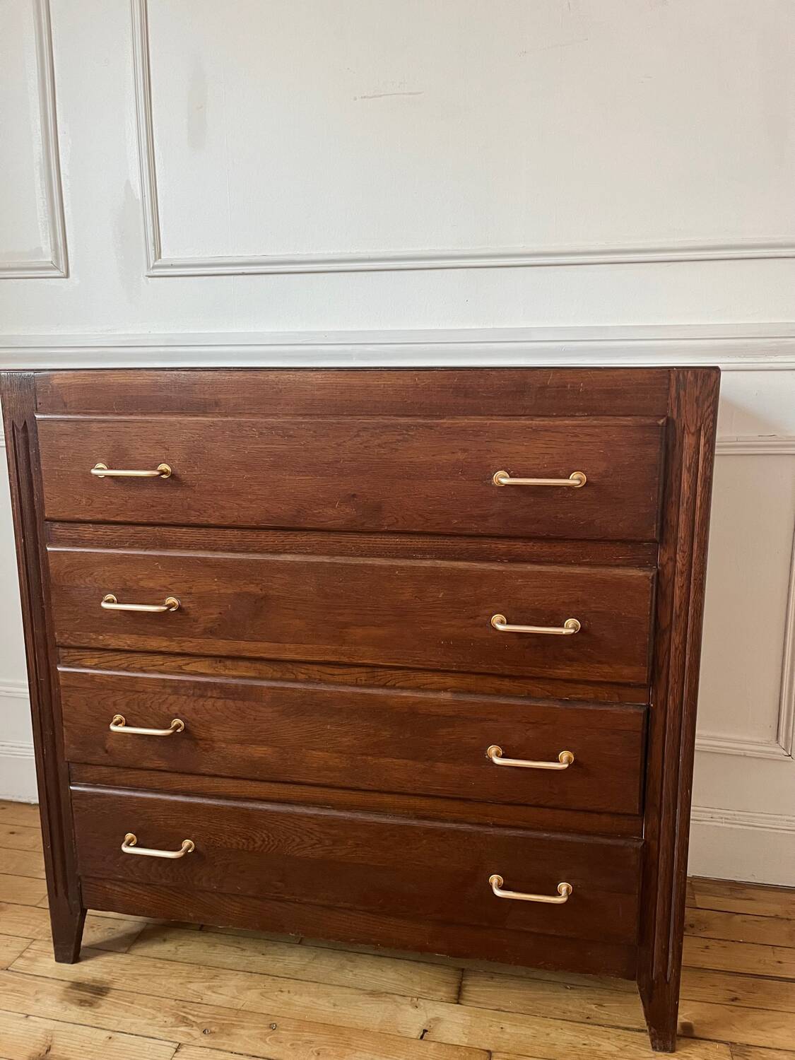 Commode en bois massif vintage années 60