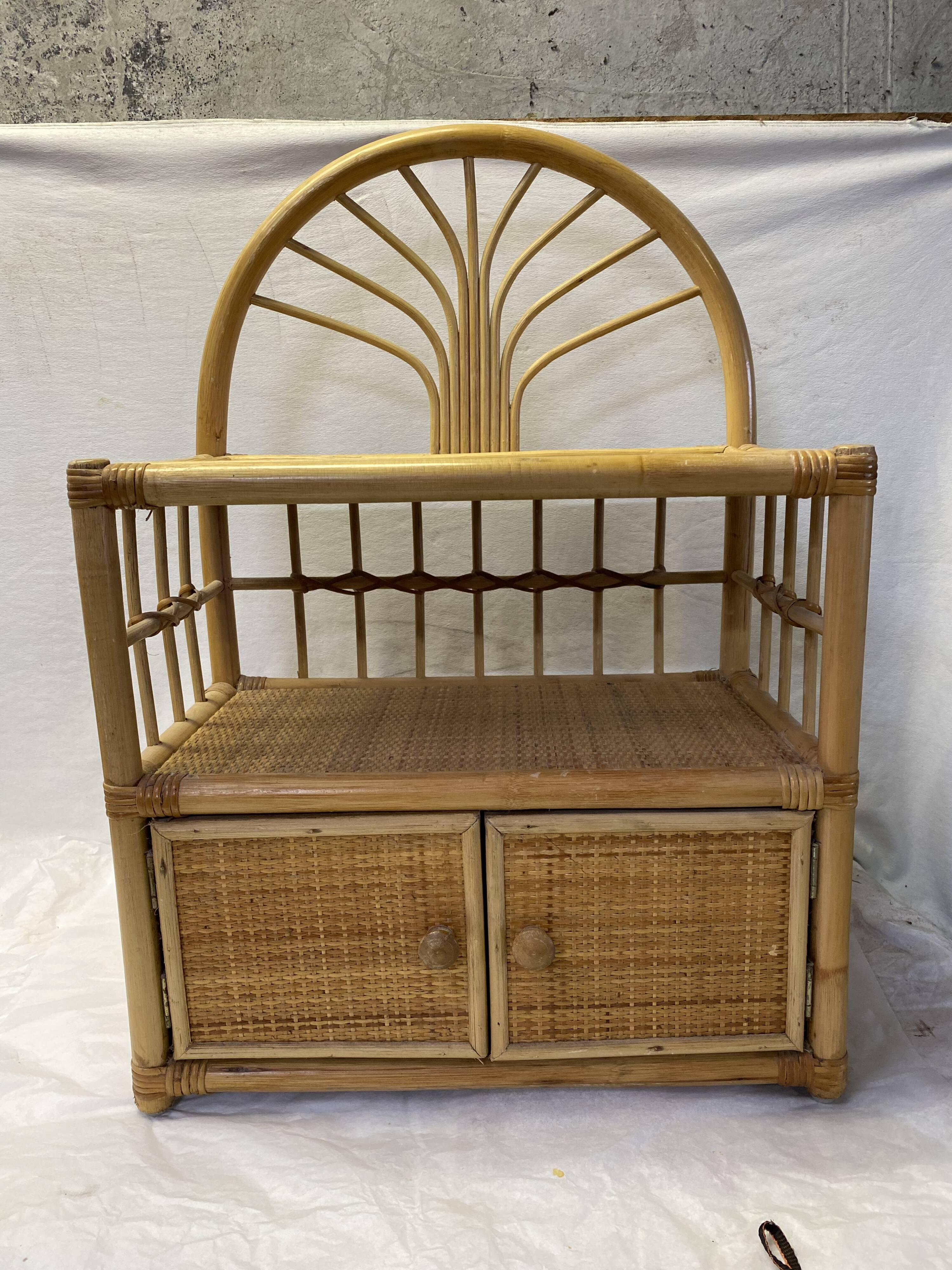 Vintage rattan storage cabinet