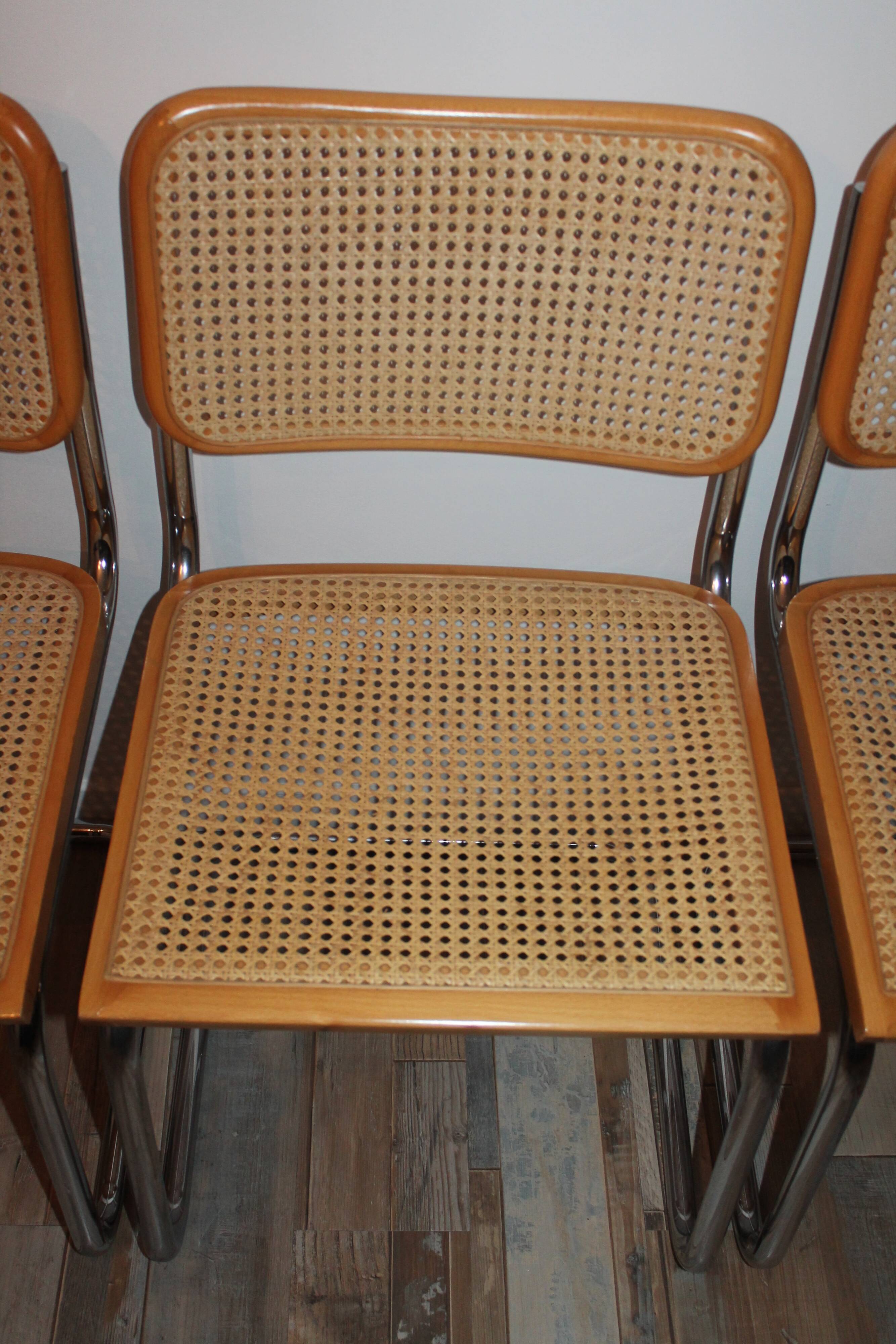 Lot de 4 chaises Cesca B32 par Marcel Breuer
