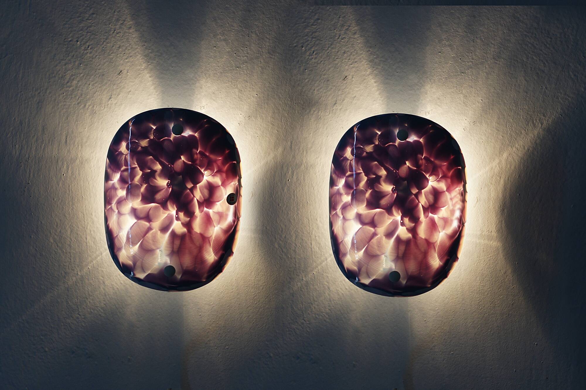 Appliques murales en verre scandinaves d'El Light, ensemble de 2