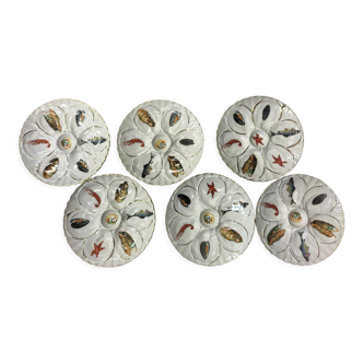 6 vintage oyster plates