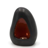 Free-form black signed candle holder, 1960s