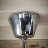 Old 3-light globe opaline stainless steel pendant/chandelier 1960/1970 space age vintage