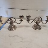 Pair of silver metal candlesticks