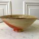 bol / coupe en céramique design émaillée asymétrique orange et beige années 60-70