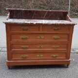 Oak and marble chest of drawers