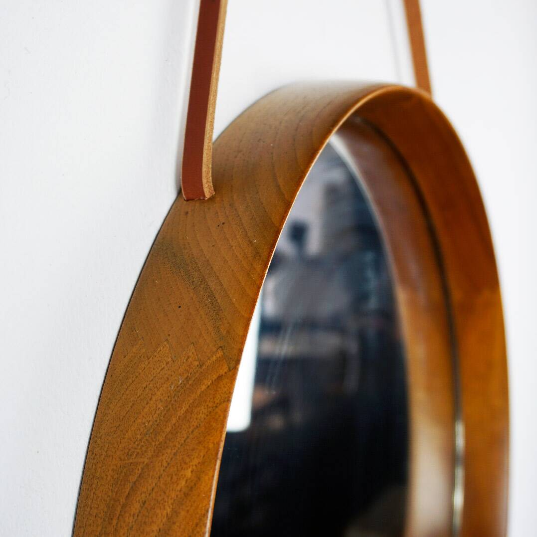 Teak Wall Mirror by Uno and Osten Kristiansson for Luxus Vittsjö Sweden