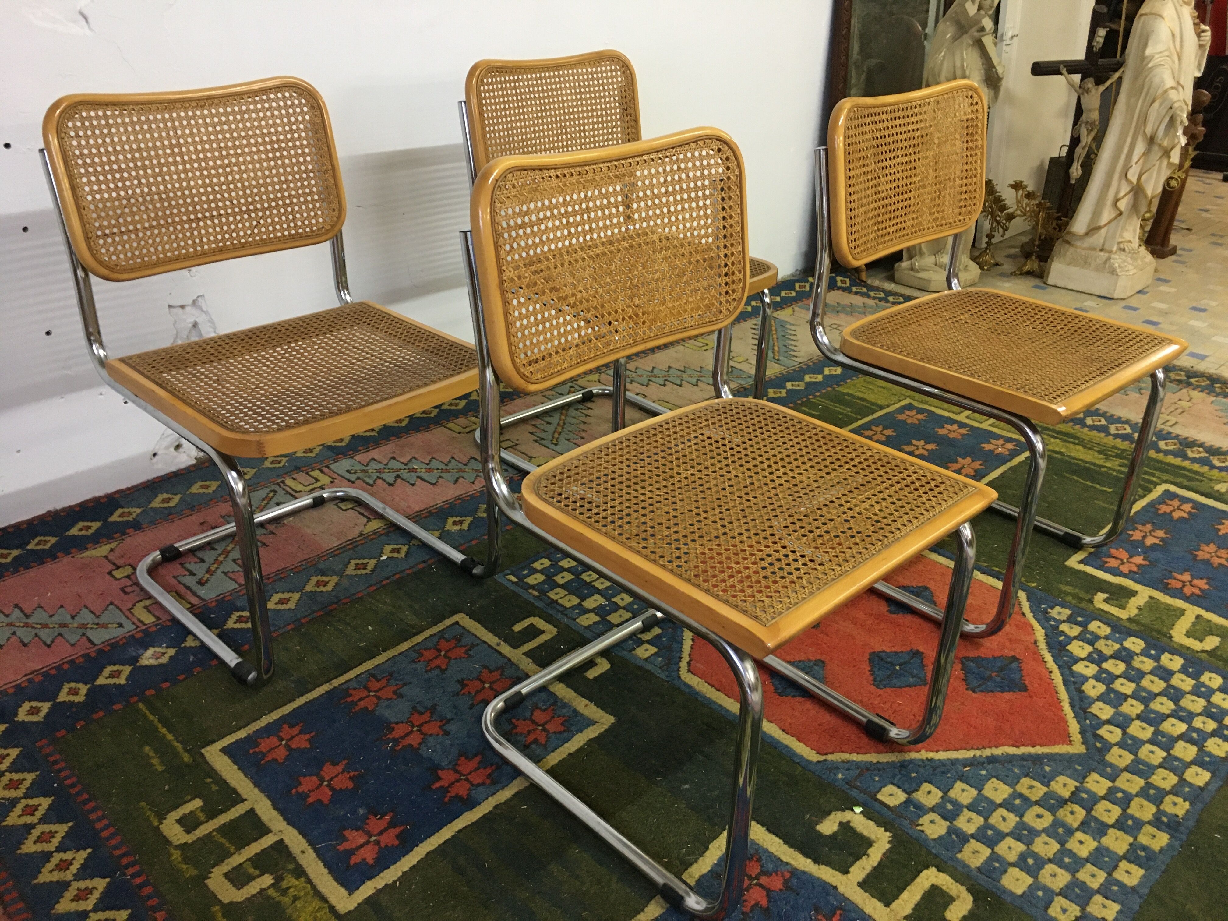 Lot de 4 chaises Cesca B32 de Marcel Breuer