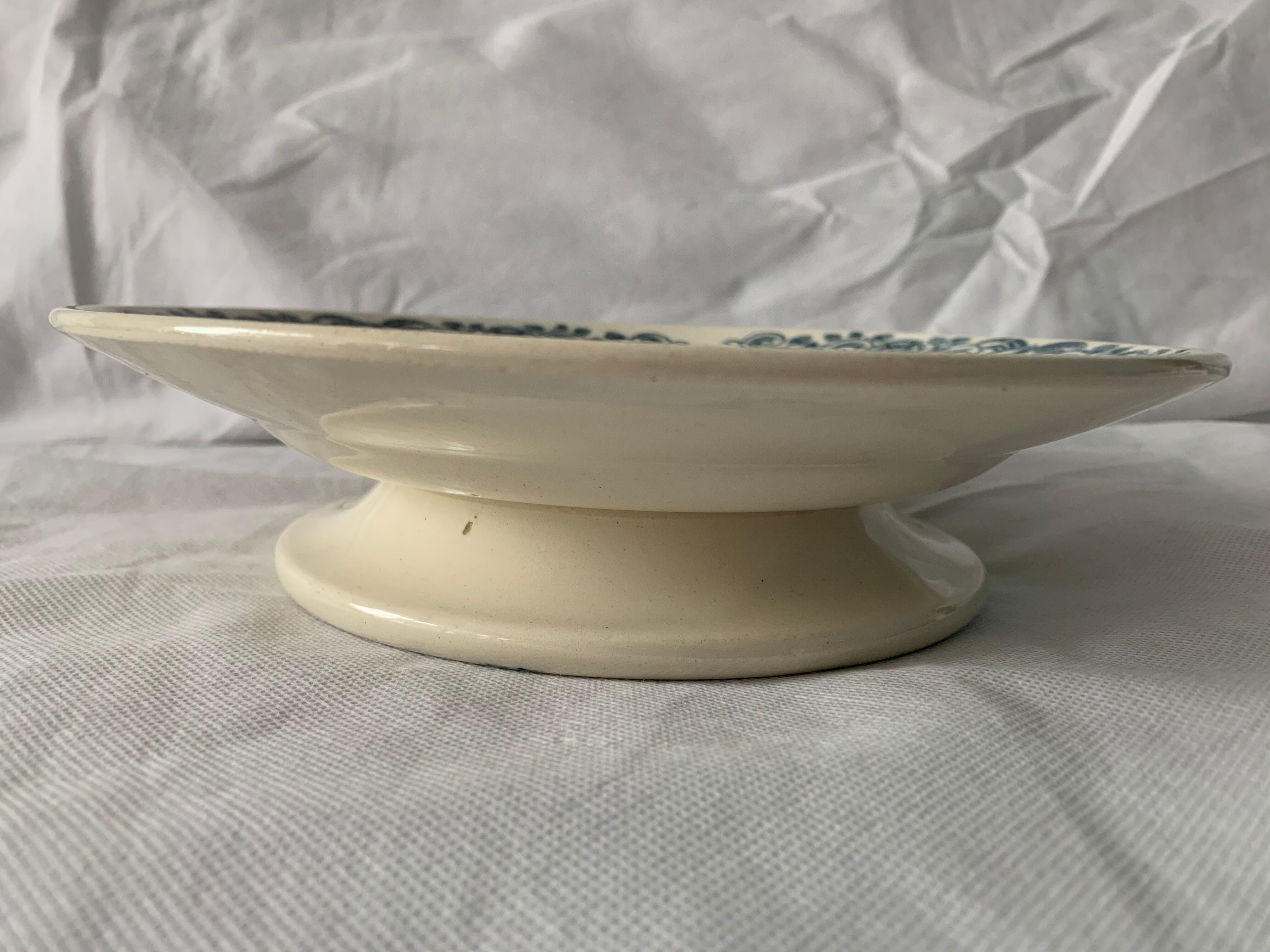 4 blue and white service dishes Alesia Longchamp Iron Land early 20th century